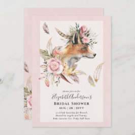 Adorable BOHO Fox Bridal Shower Lunch Invitación