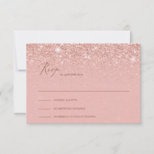 Adorable brillo de oro rosa destellan boda rsvp