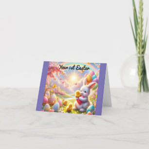 Adorable Bunny 1ª tarjeta de vacaciones de Pascua