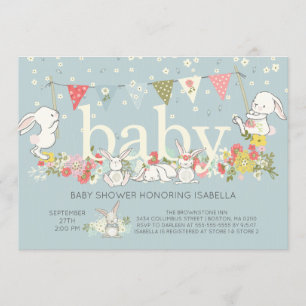 Adorable Bunny Boys Baby Duke Invitación