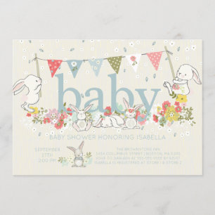 Adorable Bunny Boys Baby Duke Invitación
