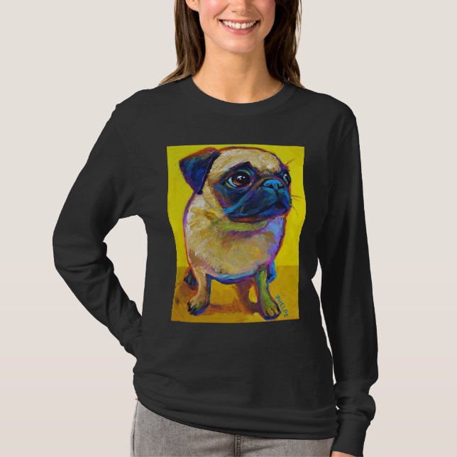 Adorable cachorro de pug en la camiseta amarilla c (Anverso)