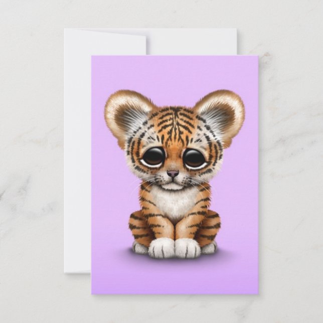 Adorable cachorro de tigre bebé en morado (Anverso)
