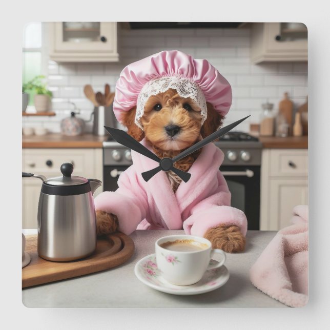 Adorable cachorro gracioso reloj de pared de perro (Anverso)