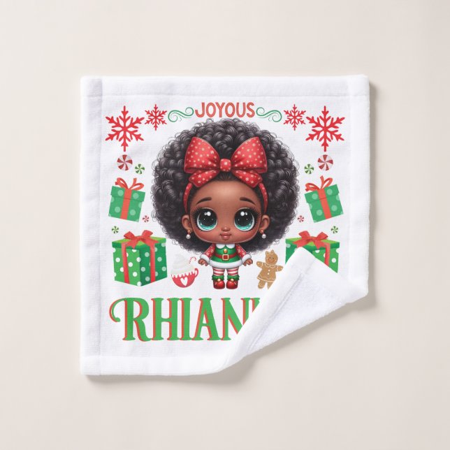 Adorable Chica Elf Navidades Afro (Toallita)