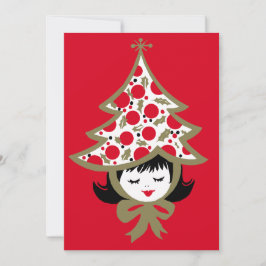Adorable chica retro vintage de Navidad con sombre