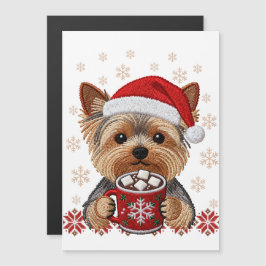Adorable Christmas Yorkshire Terrier Magnetic Card