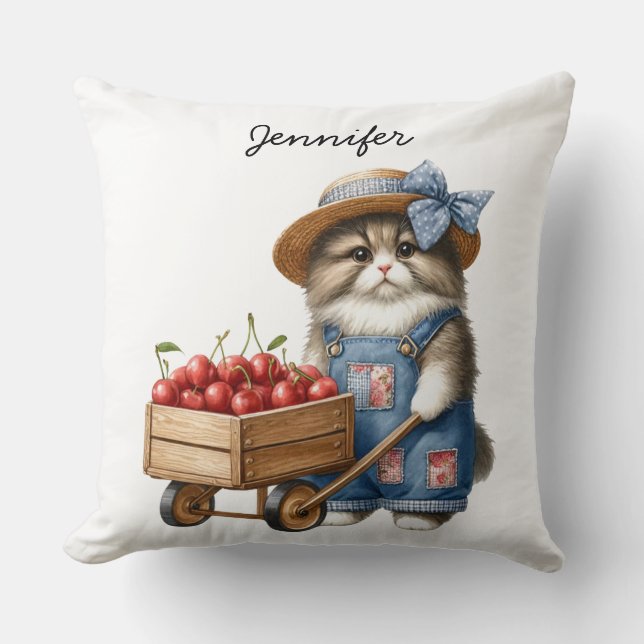 Adorable Cojín decorativo de gatos de granja (Anverso)