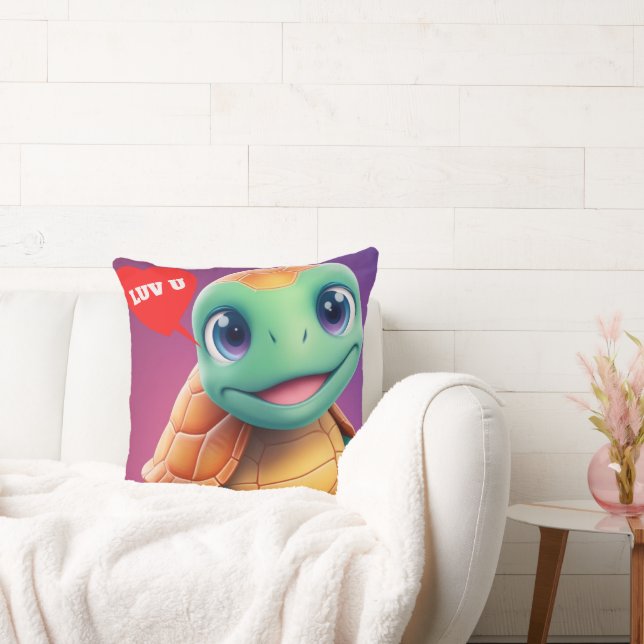 Adorable Cojín decorativo sonriente de tortuga (Sofá)