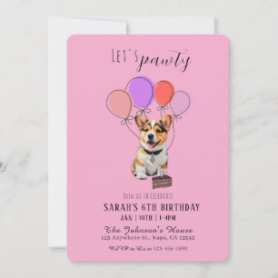 Adorable Corgi Rosa Juguetón Cumpleaños Personaliz