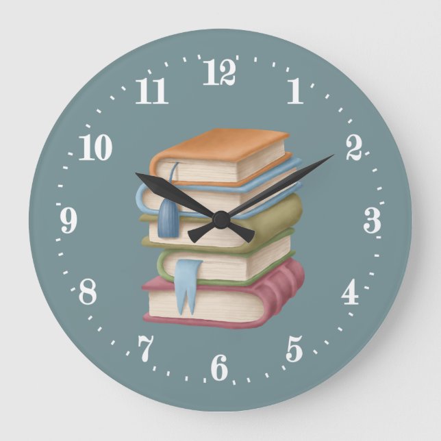 adorable decoración de libros nook Gran reloj (Anverso)