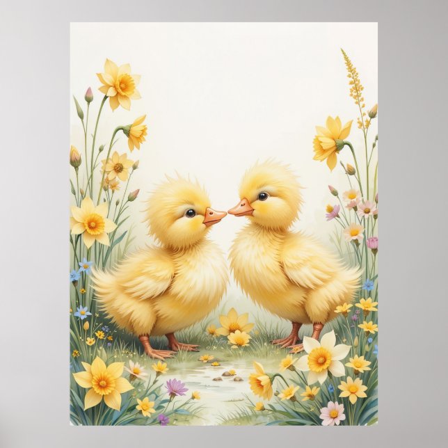 Adorable Ducklings Spring Wall Decoración (Frente)