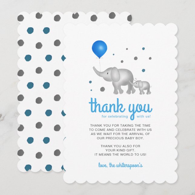 Adorable Elefantes de Acuarela Gracias Tarjeta (Anverso / Reverso)