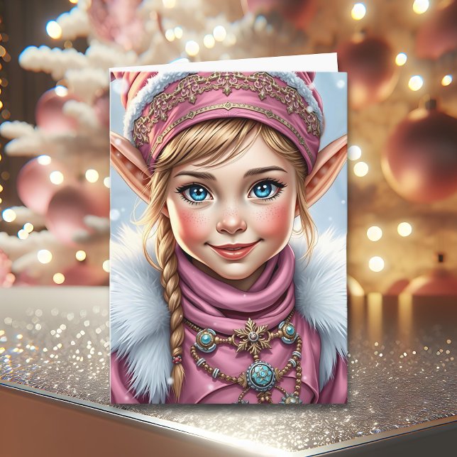 Adorable Elfo Rosa | Feliz Navidad personalizada (Subido por el creador)