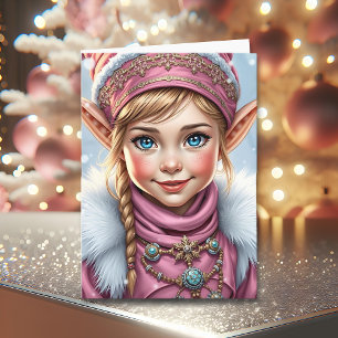 Adorable Elfo Rosa Navidad Personalizada Feliz