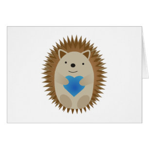 Adorable erizo abrazando un corazón azul