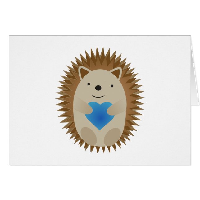 Adorable erizo abrazando un corazón azul (Anverso (Horizontal))