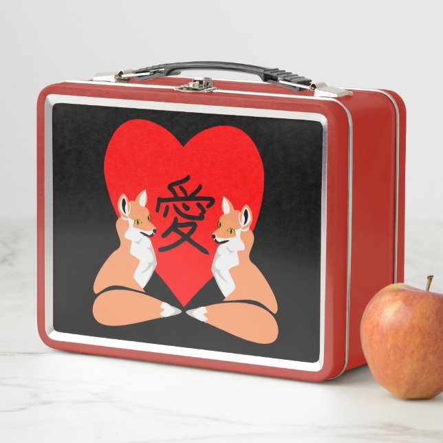 Adorable Fox Personalizado Love Heart (In situ)