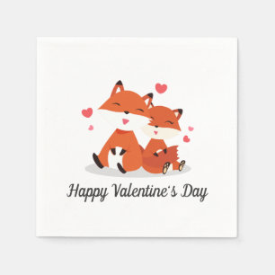 Adorable Foxes Couple Valentine Servilleta