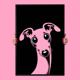 Adorable Galgo Italiano | Arte Pop Rosa y Negro