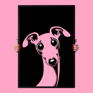 Adorable Galgo Italiano Arte Pop Rosa y Negro