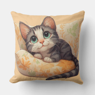 Adorable Gatito Relaxándose En Almohada Para Habit