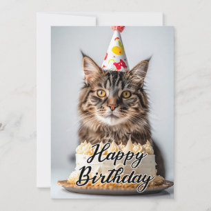 Adorable Gato Fluffy - Tarjetas de cumpleaños para