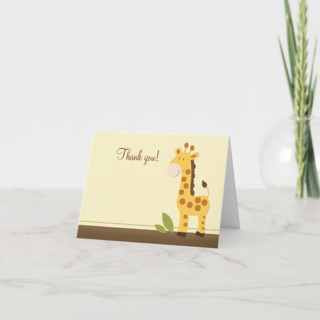 Adorable Giraffe plegado Gracias notas (Anverso)