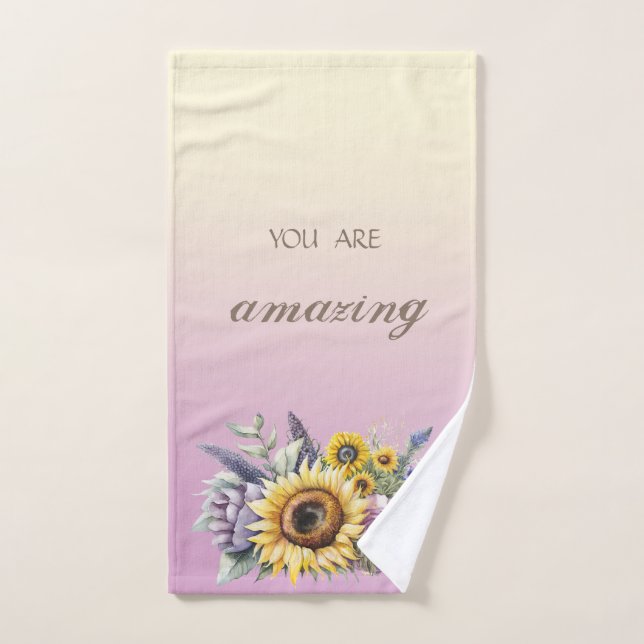Adorable Girasol de Acuarela Eres Increíble (Toalla de mano)