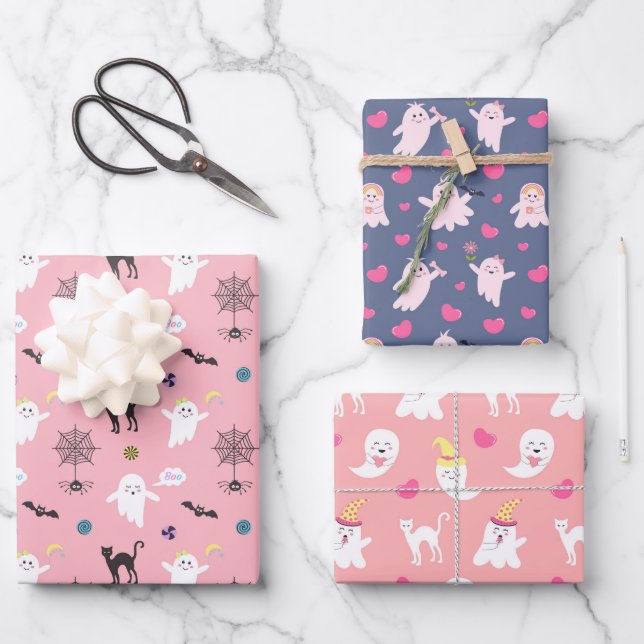 Adorable Girlie Halloween Envolver hojas de papel (Anverso)