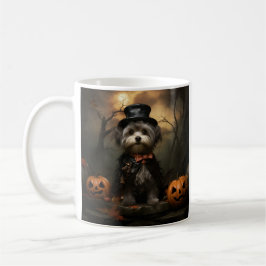 Adorable Halloween Shorkie taza de café