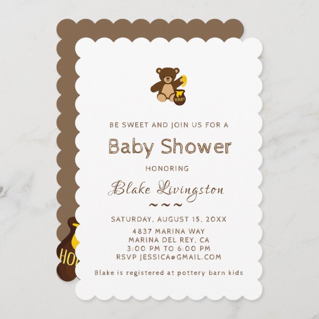 Adorable Honey Bee Invitación Baby Shower Blanco (Anverso / Reverso)