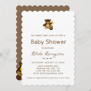 Adorable Honey Bee Invitación Baby Shower Blanco