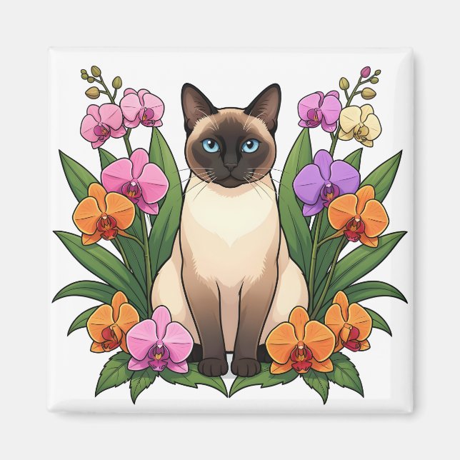adorable imán de gato siamés de ojos azules (Frente)