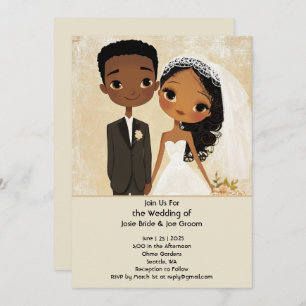 Adorable invitación a bodas afroamericanas