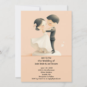 Adorable invitación a la boda del dúo de baile