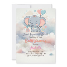 Adorable invitación Baby Shower con nubes oníricas