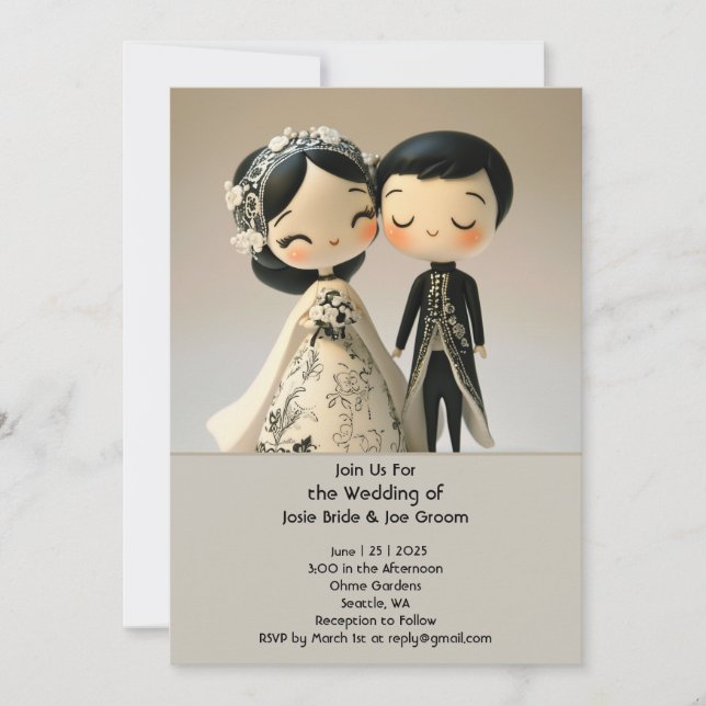 Adorable invitación casera tradicional de pareja (Anverso)