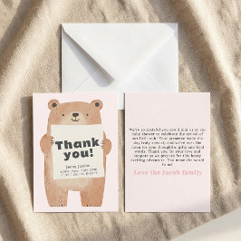 Adorable Invitación De Bebé De Oso Rosa Gracias