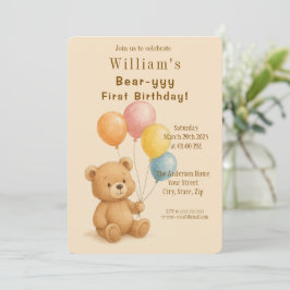 Adorable invitación de cumpleaños a Teddy Bear