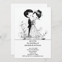Adorable invitación de matrimonio ilustrada