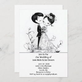 Adorable invitación de matrimonio ilustrada