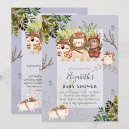 Adorable Jungle Animals Baby Boys Shower Invite