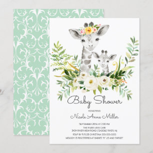 Adorable Jungle Giraffe Invitación Baby Shower