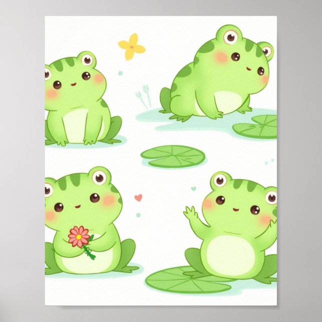 Adorable Kawaii Frogs Arte Personalizado (Frente)