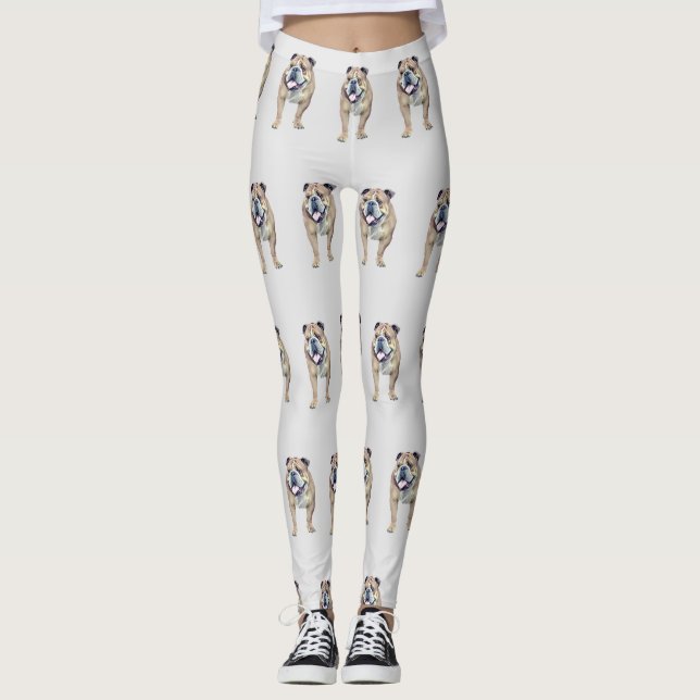 Adorable Leggings de Bulldog pintado (Anverso)