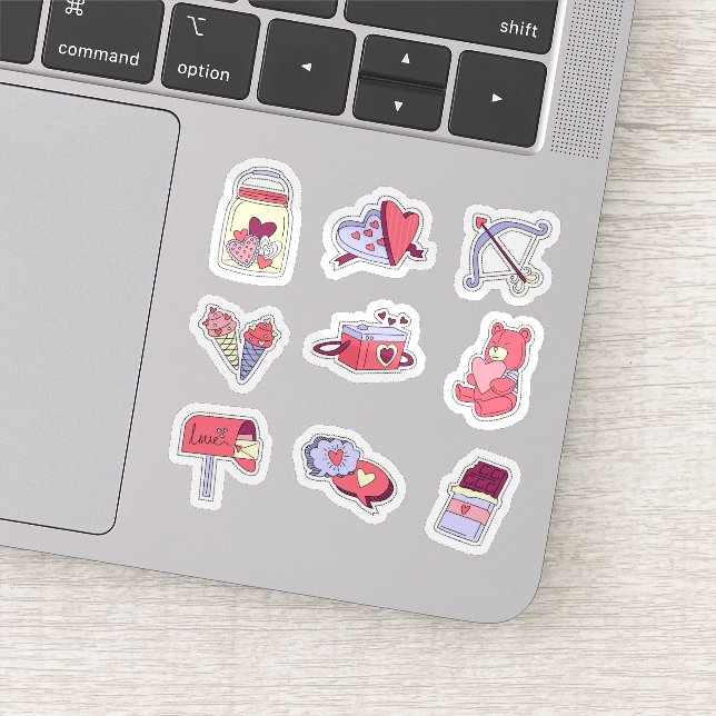 Adorable lindo divertido juego de pegatinas de amo (Detalle)