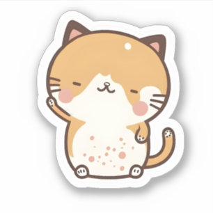 Adorable lindo gato kawaii y sonriente Pegatina