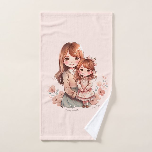 Adorable mamá y yegua (Toalla de mano)
