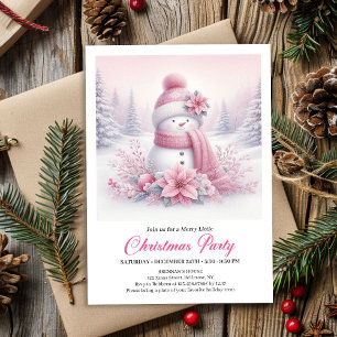 Adorable Muñeco de Nieve Rosa Editable Invitación 